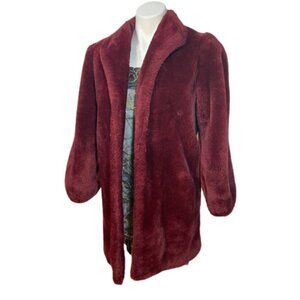 Vintage Howard Wolf Burgandy Faux Fur coat mob wife
